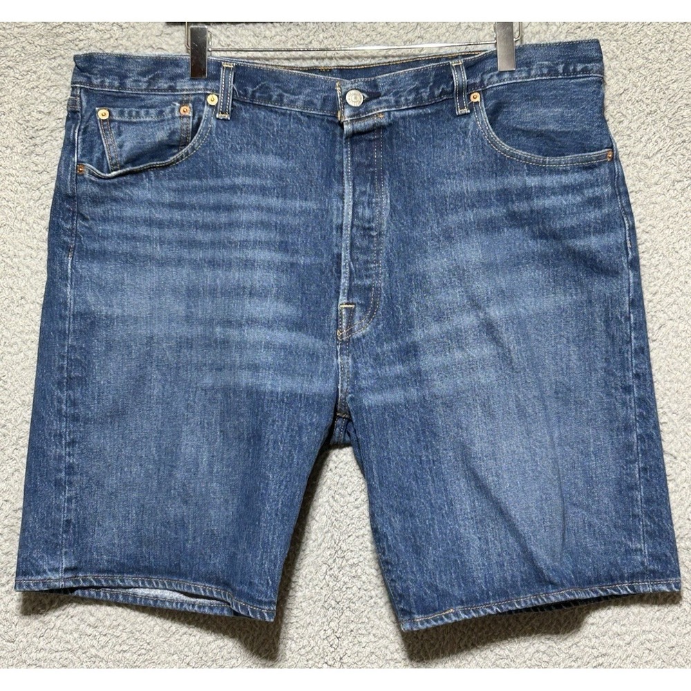 Y2K Levis 501 Jean Jorts Size 40 Whiskered 2000's Dad Denim Shorts EUC B
